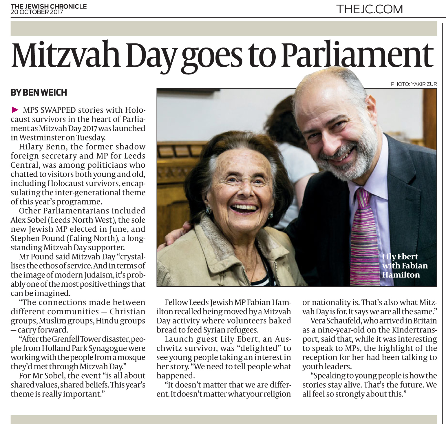 Parliamentary tea party in the Jewish Chronicle