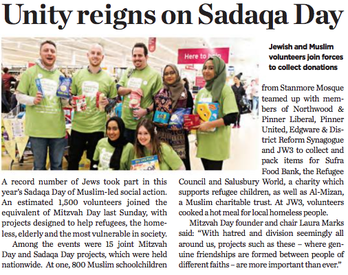 Sadaqa Day 2017 in The Jewish News