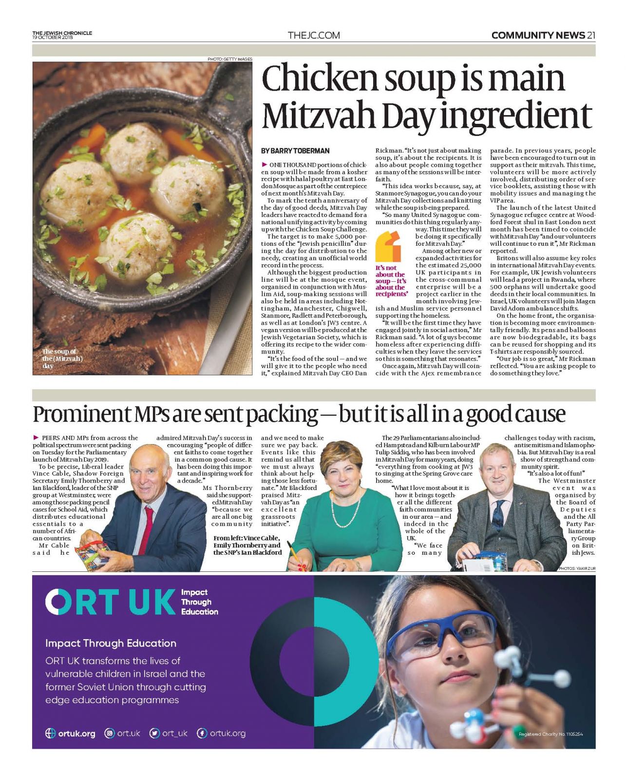 Mitzvah Day preview in the Jewish Chronicle