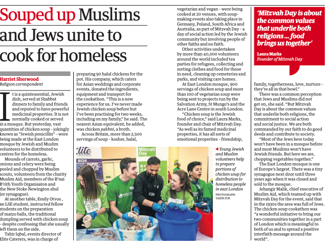 Mitzvah Day #ChickenSoupChallenge in The Guardian