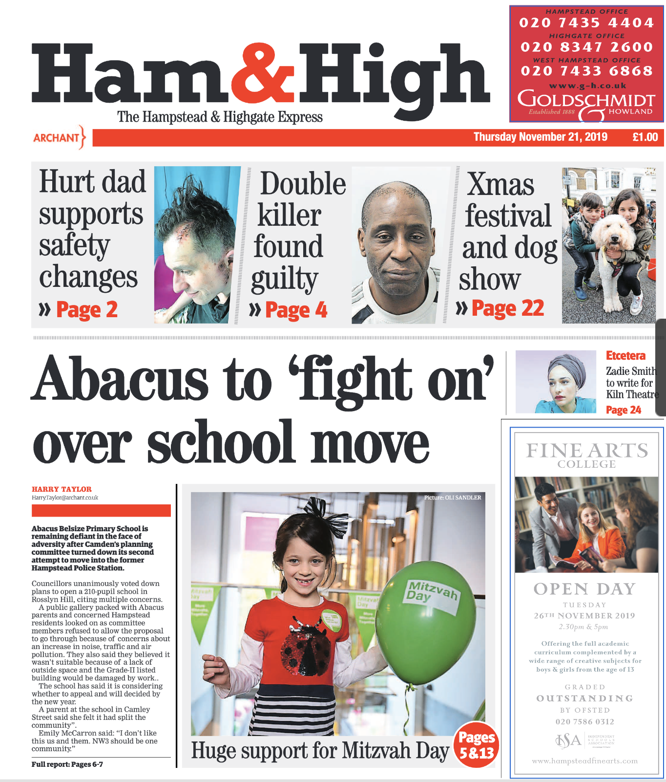 Front page of the Ham & High