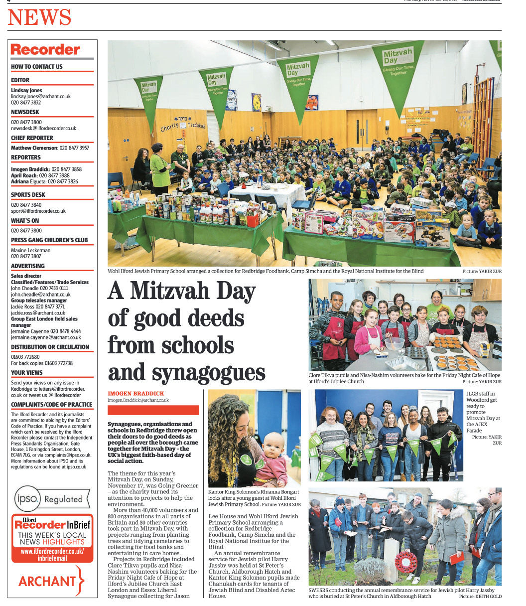 Mitzvah Day special in the Ilford Recorder
