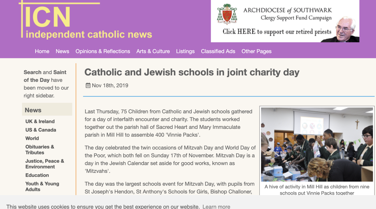 Schools project covered by Independent Catholic News